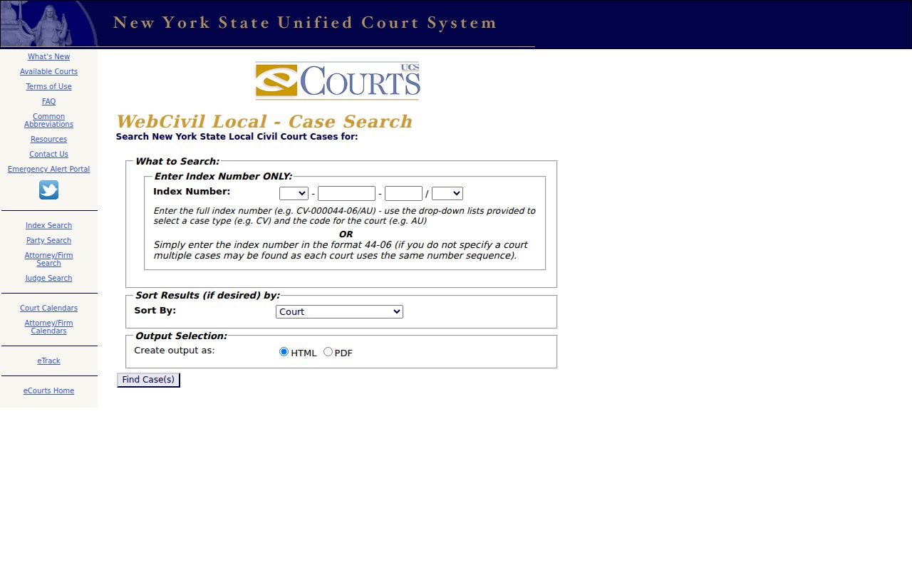 North Hempstead resident lookup court search fields in WebCivil Local