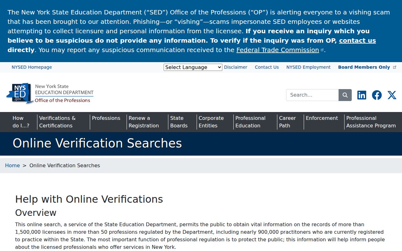 North Hempstead resident lookup license verification search at NYSED